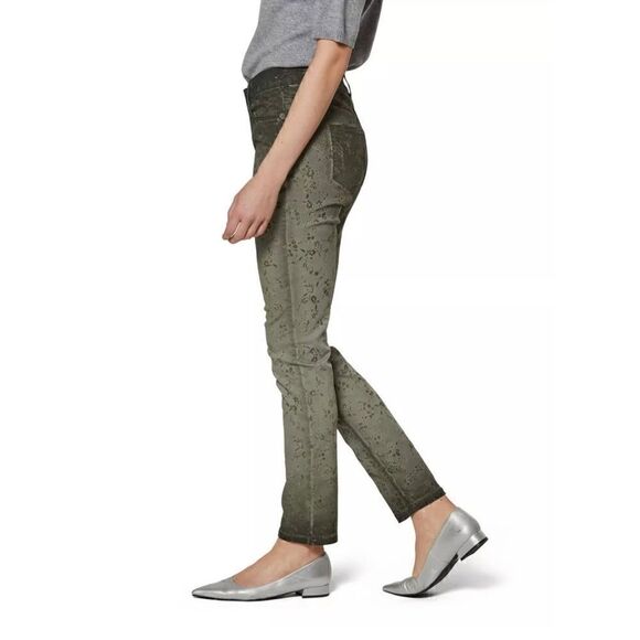 MADELEINE Slim Five Pocket with Flock Print Ombré Effect in Sage Green, Size 8P - Picture 2 of 16